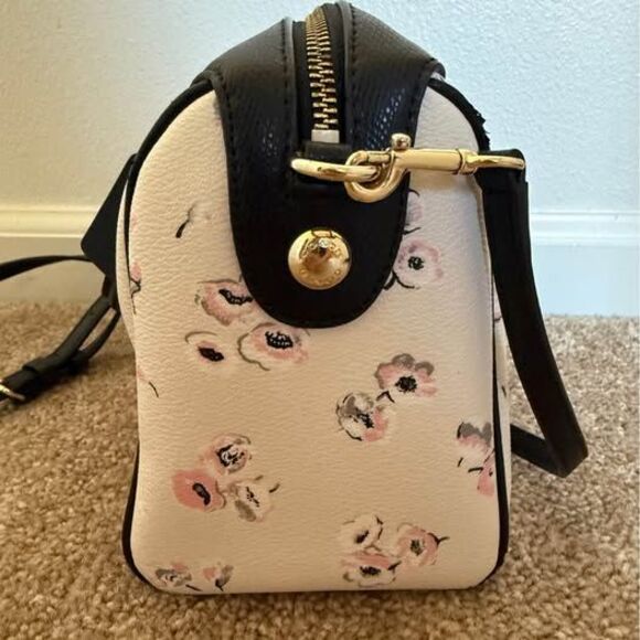Coach Mini Bennett Satchel Crossbody Bag – Floral Print, Black/Pink, Leather - Picture 5 of 10